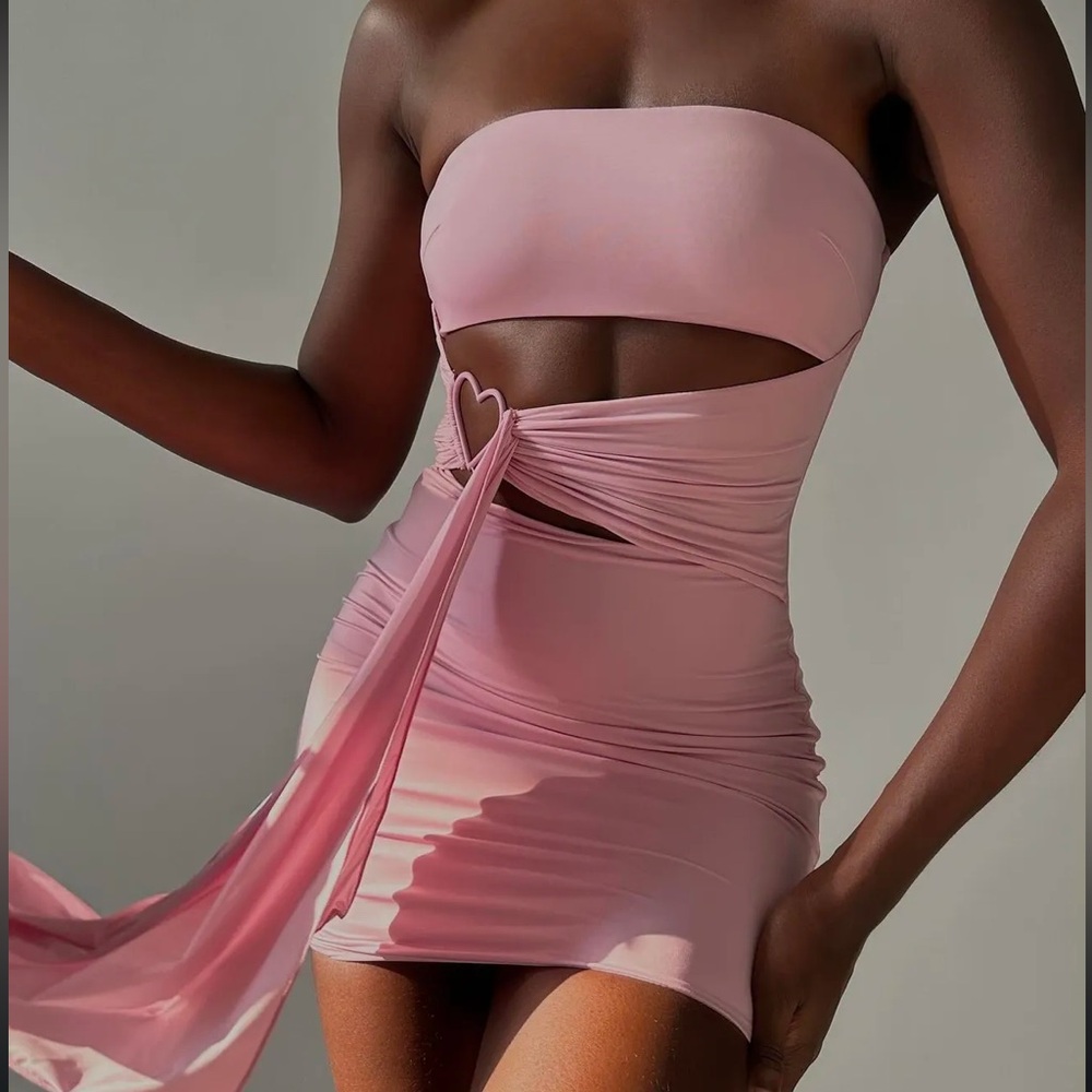 Oh Polly Pink Mini Dress with Cutout Design